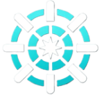 Icon of a boat steering wheel with a star, symbolizing robust control and settings management in Teams to complement its messaging &. collaboration capabilities.