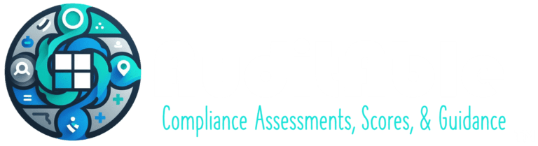 AuditAble™ logo featuring a stylized ‘A’ within a circle, incorporating digital elements to symbolize Microsoft Purview integration. Text reads ‘Compliance Assessments, Scores, & Guidance’, highlighting the service’s focus on addressing compliance requirements for clients.