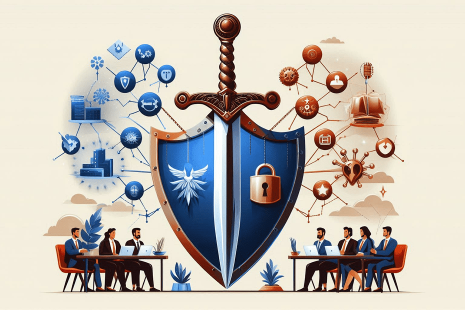 An image depicting the double-edge sword of outsourcing.
