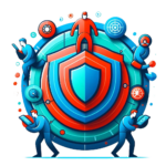 An image of reds, blues, teal representing protecting apps and deploying them.