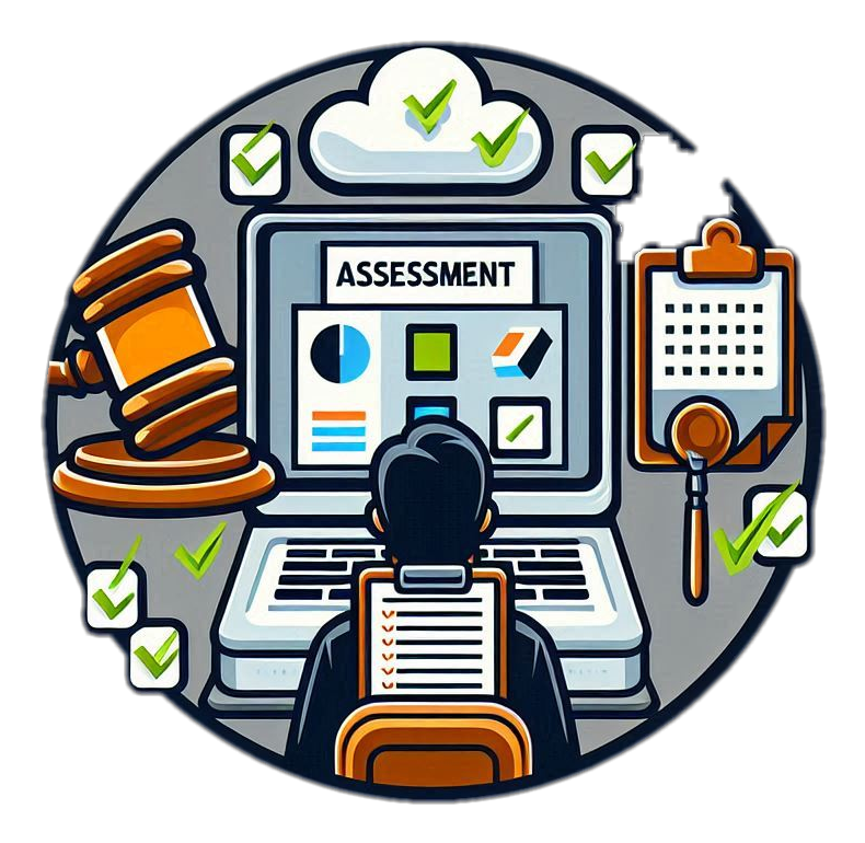 An image of an individual performing an IT assessment for compliance and auditing.
