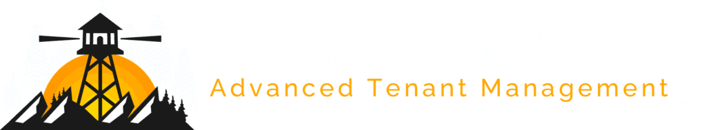 Logo of a watchtower with binary numbers behind it.