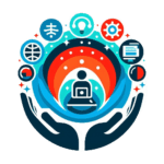 An image of open hands with an IT technician in the center ready for training and support.