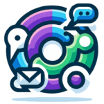 An image meant to represent collaboration with an email, speech, and chat bubbles.