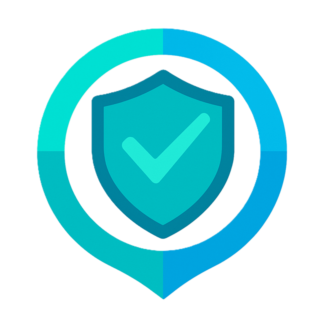 Shield icon with checkmark inside a circular frame representing verified security and compliance assurance.
