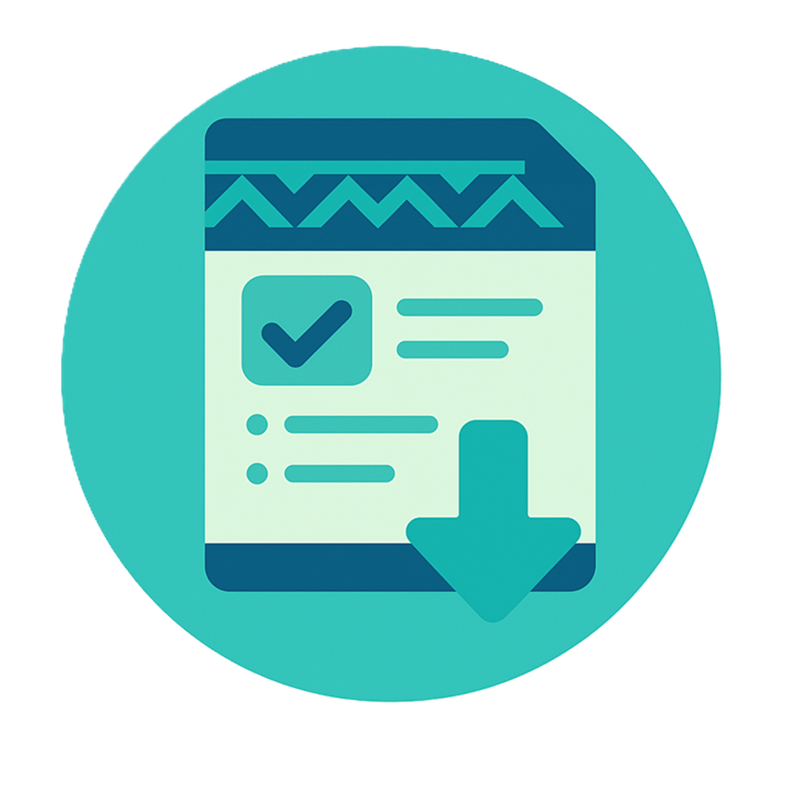 Document icon with checklist and download arrow symbolizing tribal compliance checklist and downloadable form.