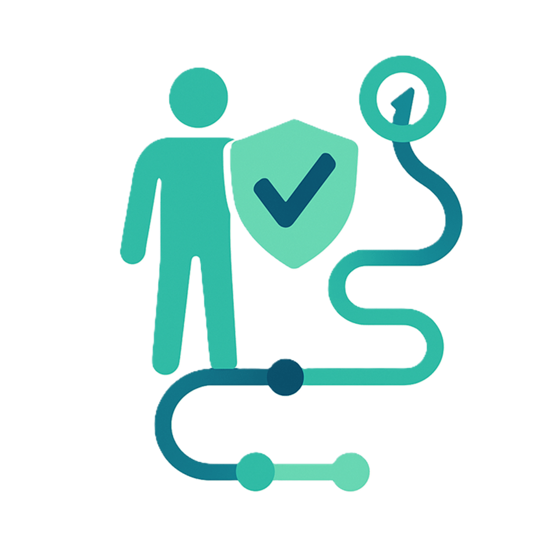 Person icon with shield and checkmark along a simplified compliance roadmap representing ownership and accountability.